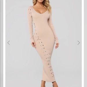 FashionNova Sexy Sweater Dress with Lace-Up Design